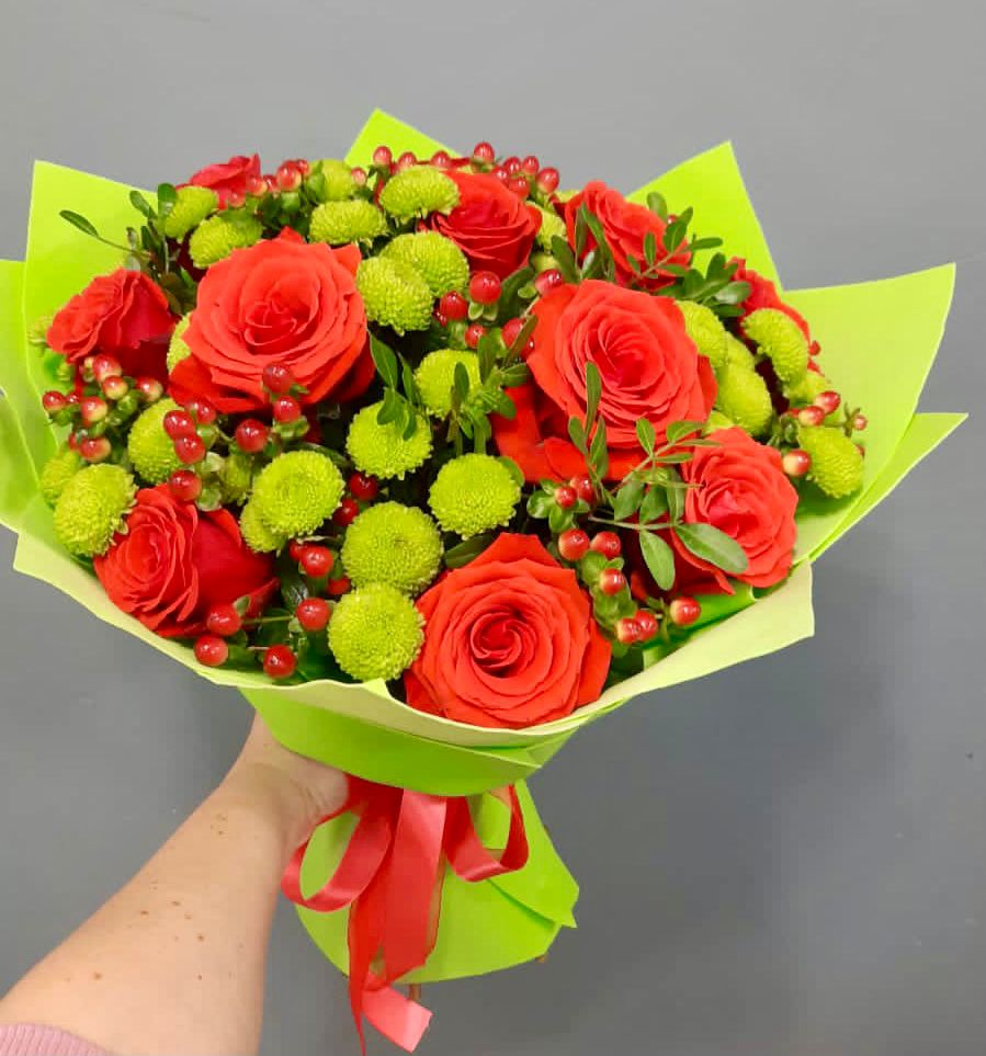 Букет цветов из: Хризантемы и Розы в Чульман