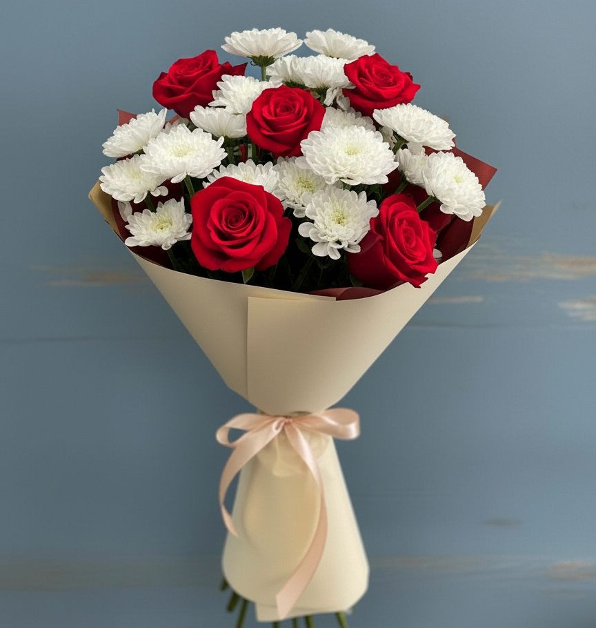 Букет цветов из: Розы и Хризантемы в Чульман