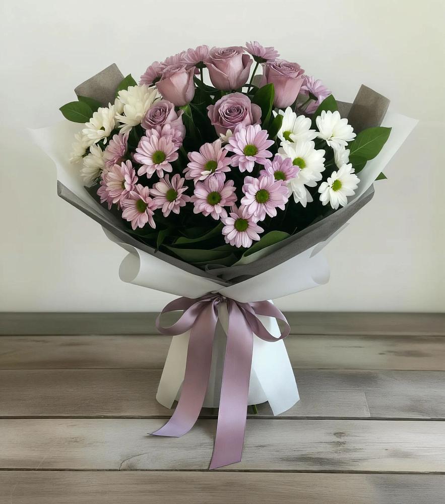 Букет цветов из: Хризантемы и Розы в Чульман
