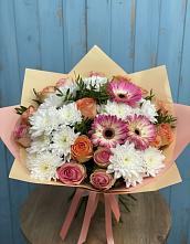 Букет цветов из:  Розы, Герберы и Хризантемы в Чульман