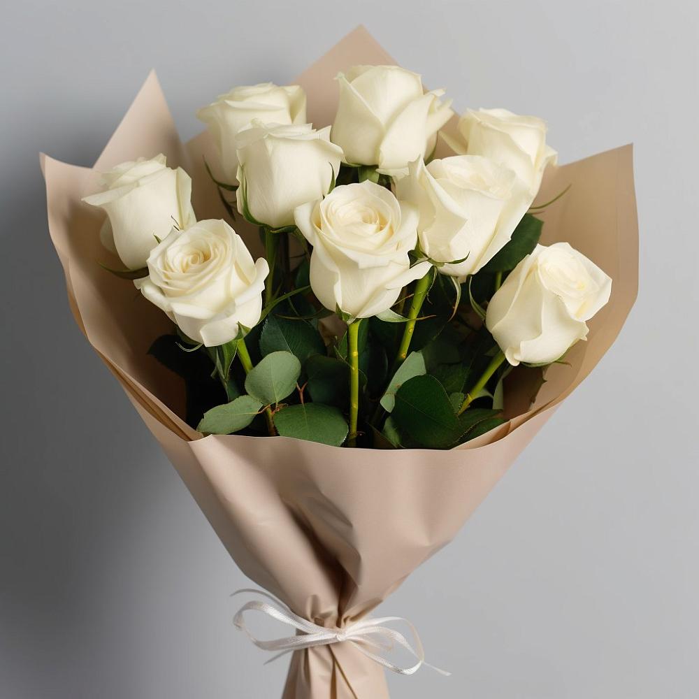 Букет 9 Белых роз Эдлесс Лав в Чульман