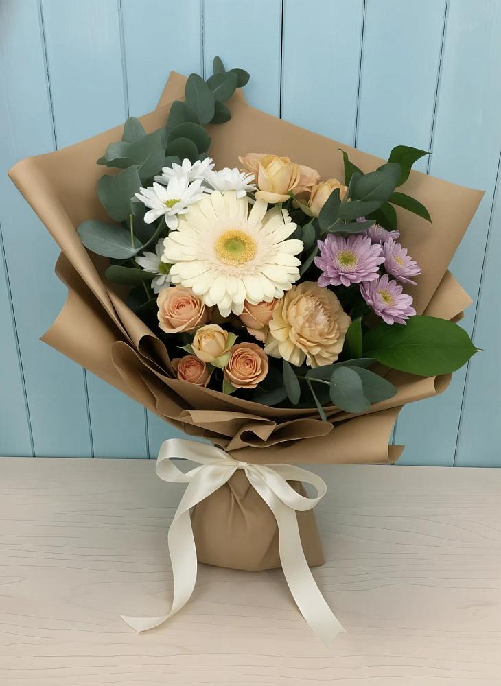 Букет цветов из: Герберы и Хризантемы в Чульман