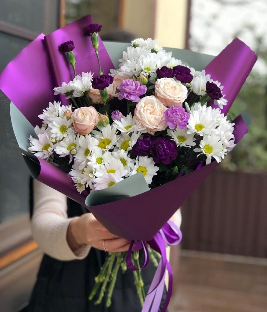 Букет цветов из: Хризантемы, Гвоздики и Розы в Чульман