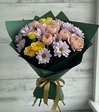 Букет цветов из:  Хризантемы и Розы в Чульман
