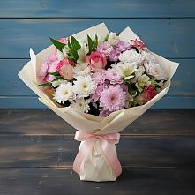 Букет цветов из:  Хризантемы, Альстромерии и Розы в Чульман