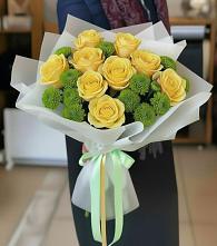 Букет цветов из:  Хризантемы и Розы в Чульман