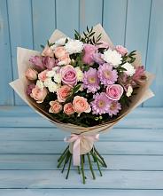 Букет цветов из:  Хризантемы, Розы и Альстромерии в Чульман