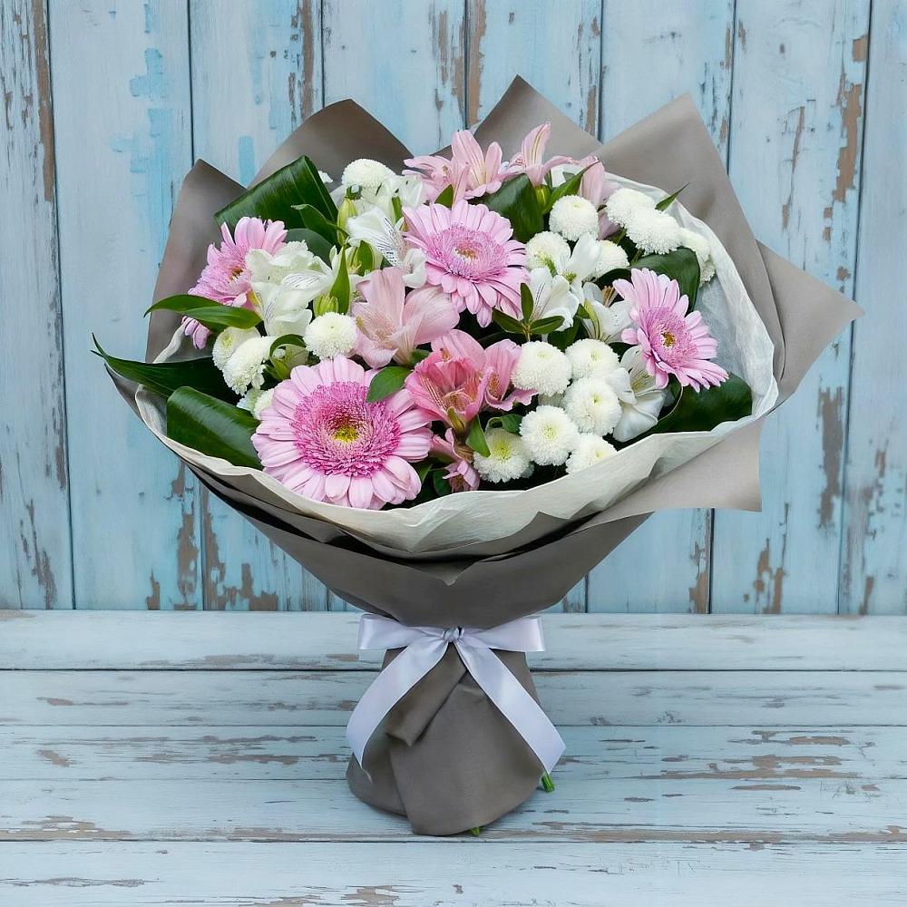 Букет цветов из: Герберы, Альстромерии и Хризантемы в Чульман