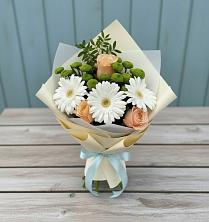 Букет цветов из:  Герберы, Розы и Хризантемы в Чульман