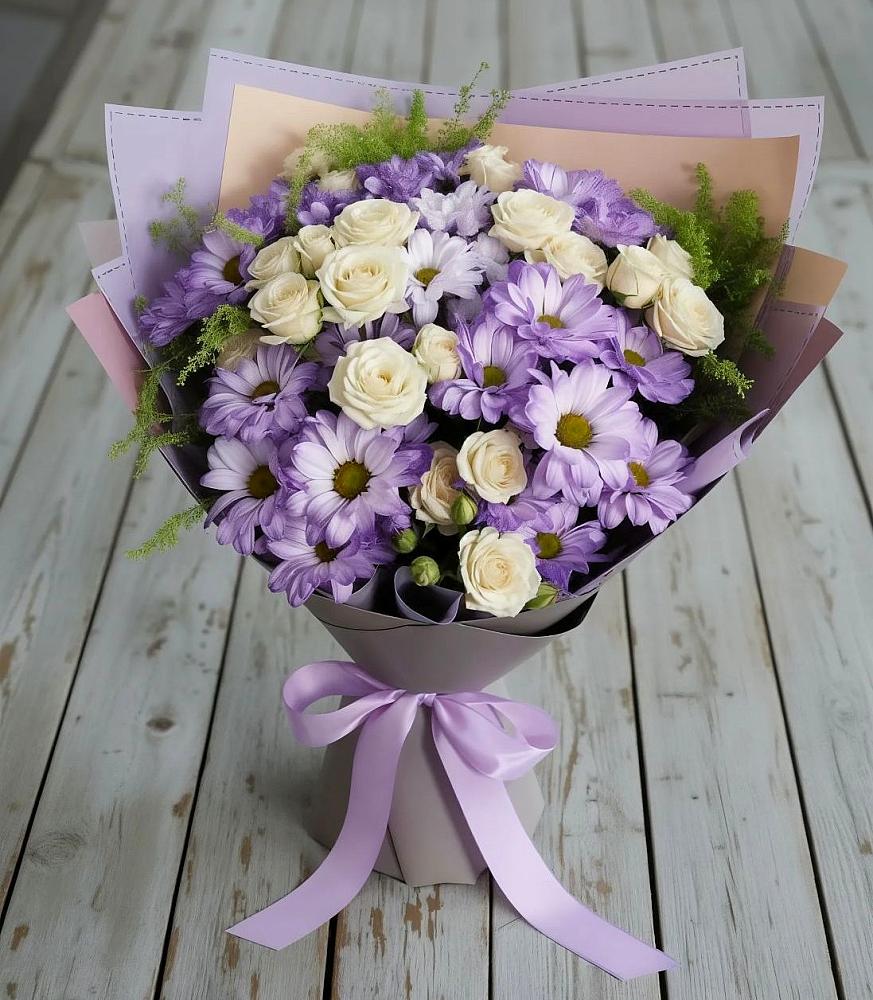 Букет цветов из: Хризантемы и Розы в Чульман